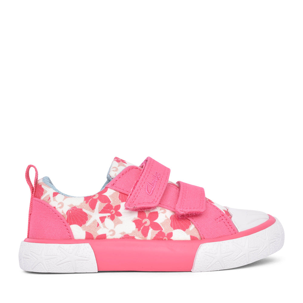 Girls Foxing Shell T Pink Velcro Canvas Shoe In Kids F Fit