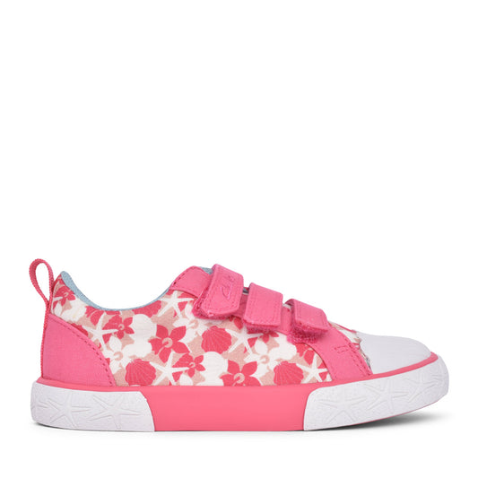 Girls Foxing Shell K Pink Velcro Canvas Shoe In Kids G Fit