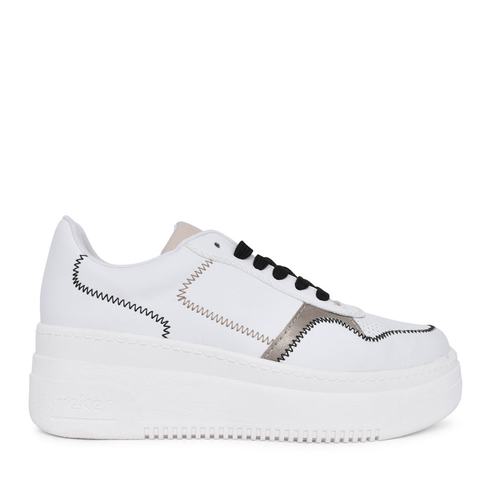 Ladies M7813 Laced Wedge Trainer In White