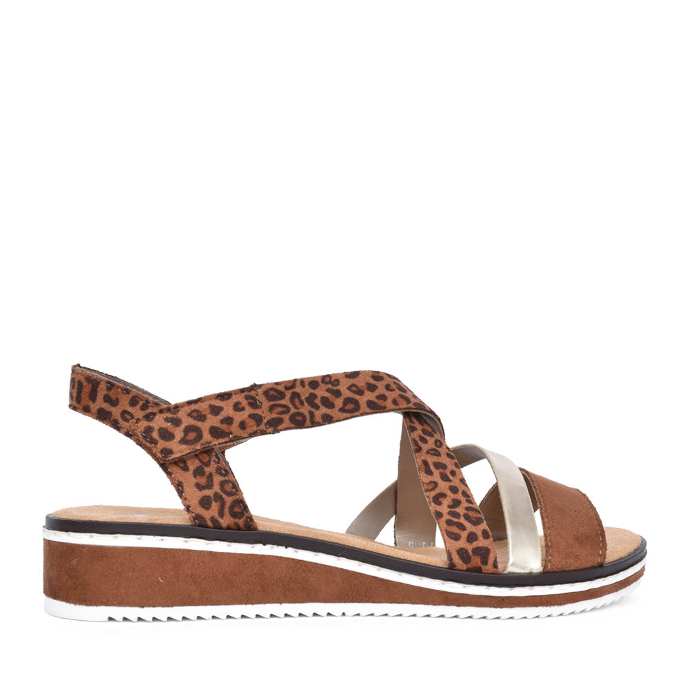 Ladies V3663 Low Heel Sandal In Animal