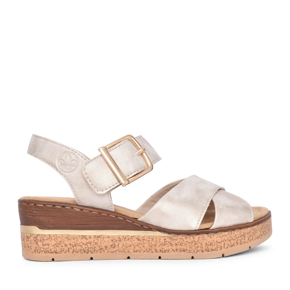 Ladies 63795 Wedge Sandal In Gold