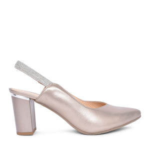 Ladies 4186 G-fit Medium Heel Court Shoe In Metallic