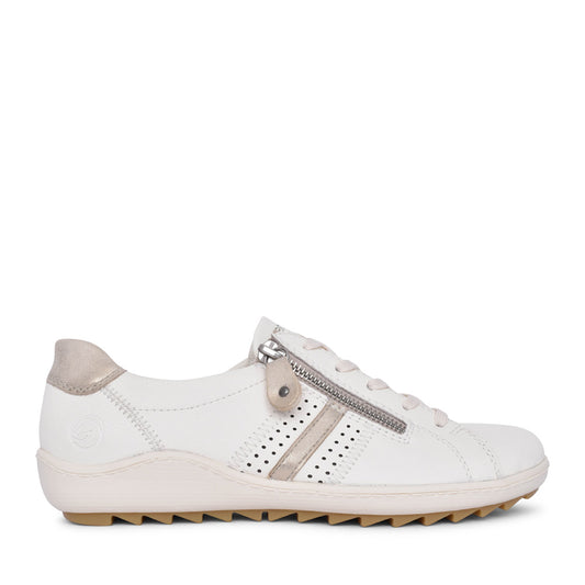 Ladies R1432 Laced Trainer In Off White