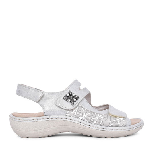 Ladies D7647 Velcro Sandal In Grey