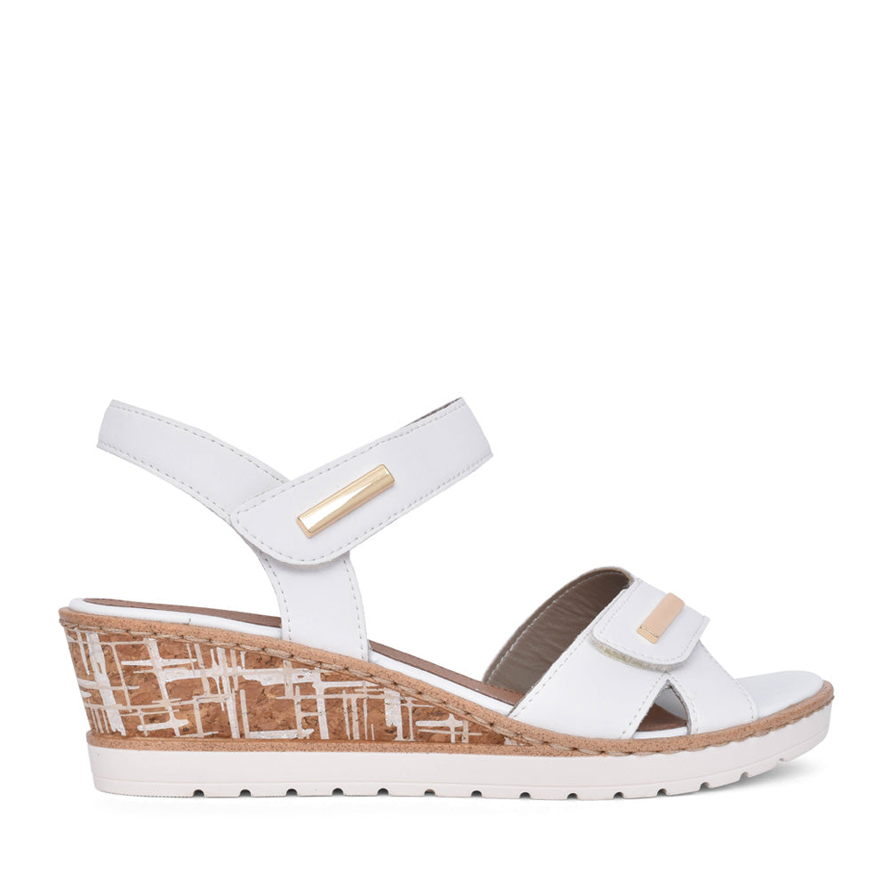 Ladies R6266 Wedge Sandal In White