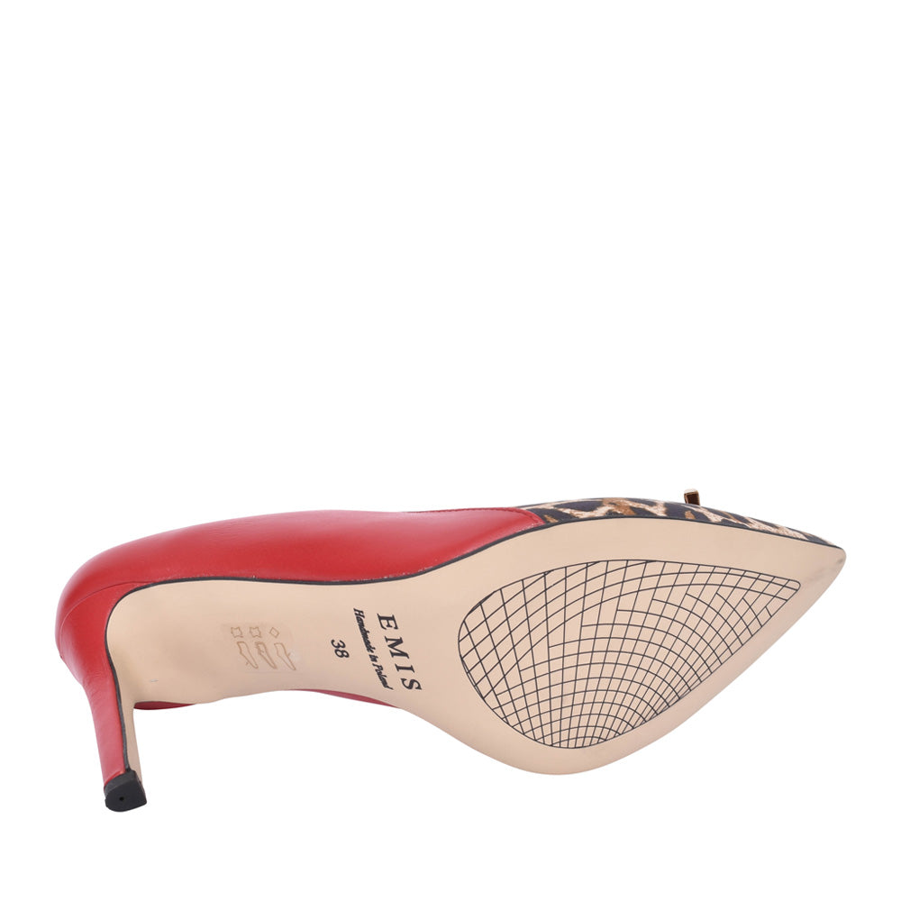 Ladies S8335 Leopard Print High Heel Court In Red