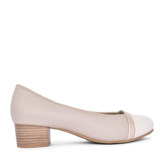 Ladies 8-22367 Low Heel Court Shoe In Beige