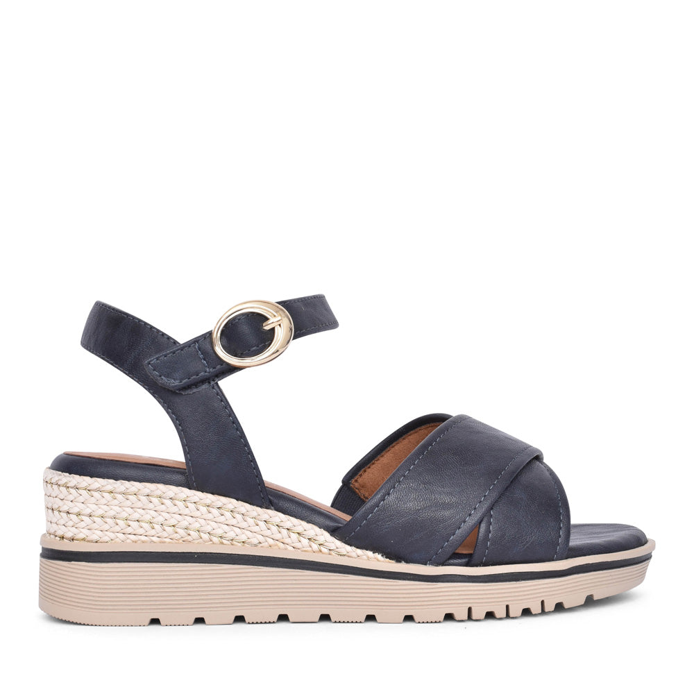Ladies 8-28777 Wedge Sandal In Navy