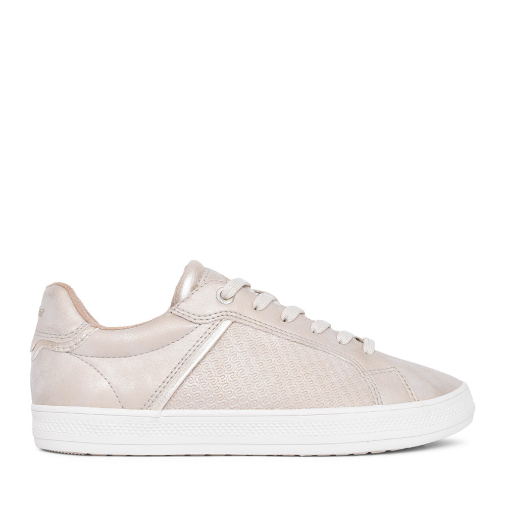 Ladies 5-23642 Laced Trainer In Champagne