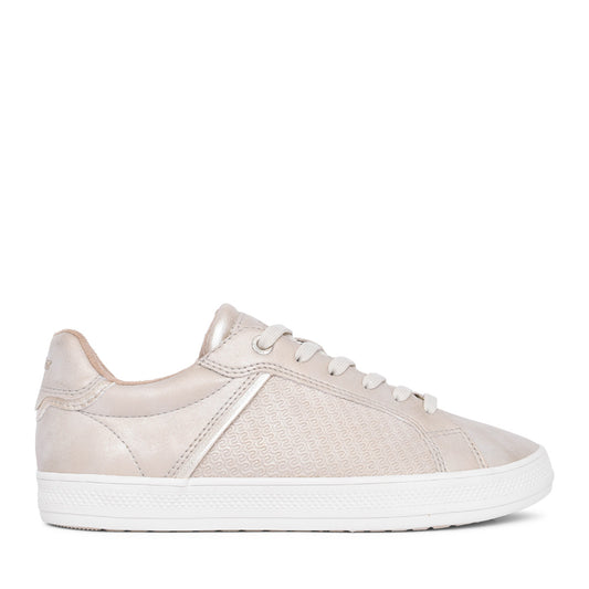 Ladies 5-23642 Laced Trainer In Champagne