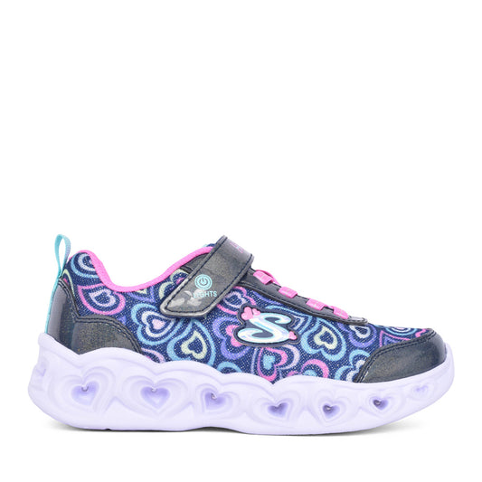 Girls 303257l Heart Lights Boogie Love Trainer In Navy Multi