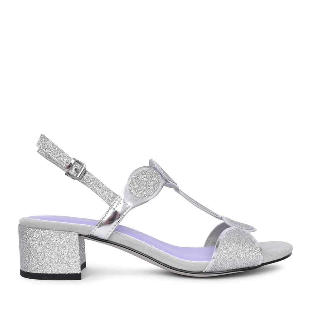 Ladies 2-28231 Block Heel Sandal In Silver