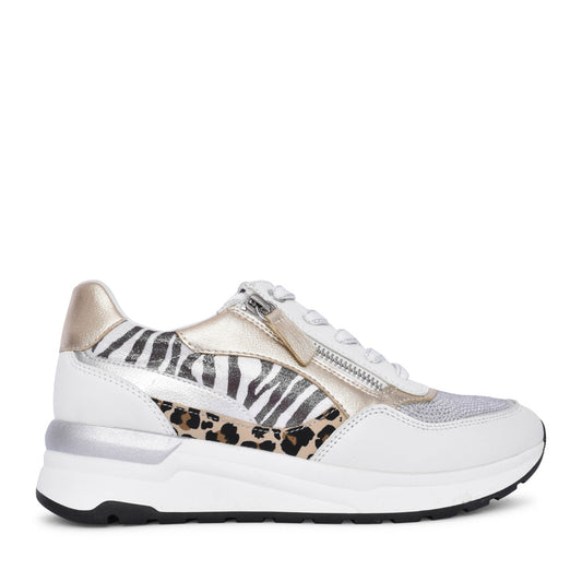 Ladies 2-23742 Laced Trainer In White Multi