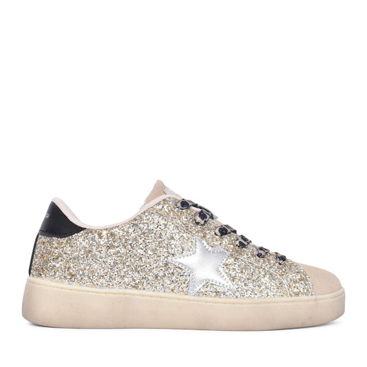 Ladies 120151 Laced Trainer In Gold