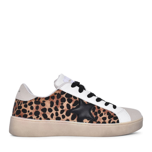 Ladies 120151 Laced Trainer In Leopard