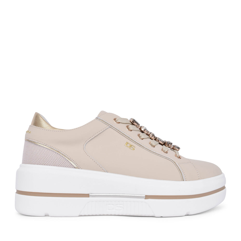Ladies 185550dm Logan Laced Trainer In Beige