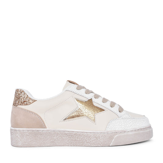 Ladies Fifty Eight Laced Trainer In Gold