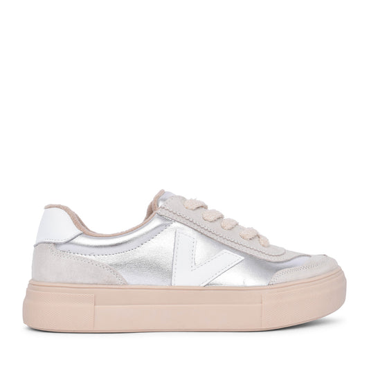 Ladies Eighty Laced Trainer In Metallic