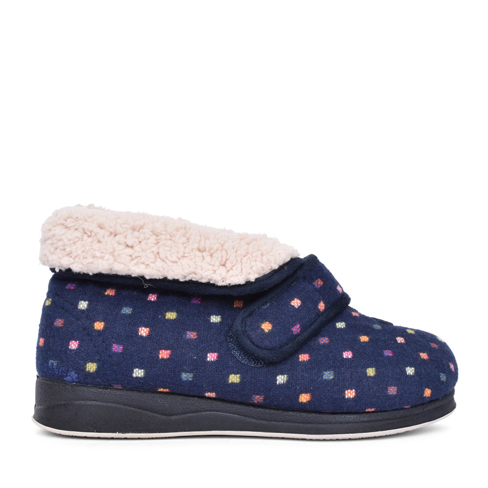 Ladies Bess 3464 Wide Fit Bootie Slipper In Navy