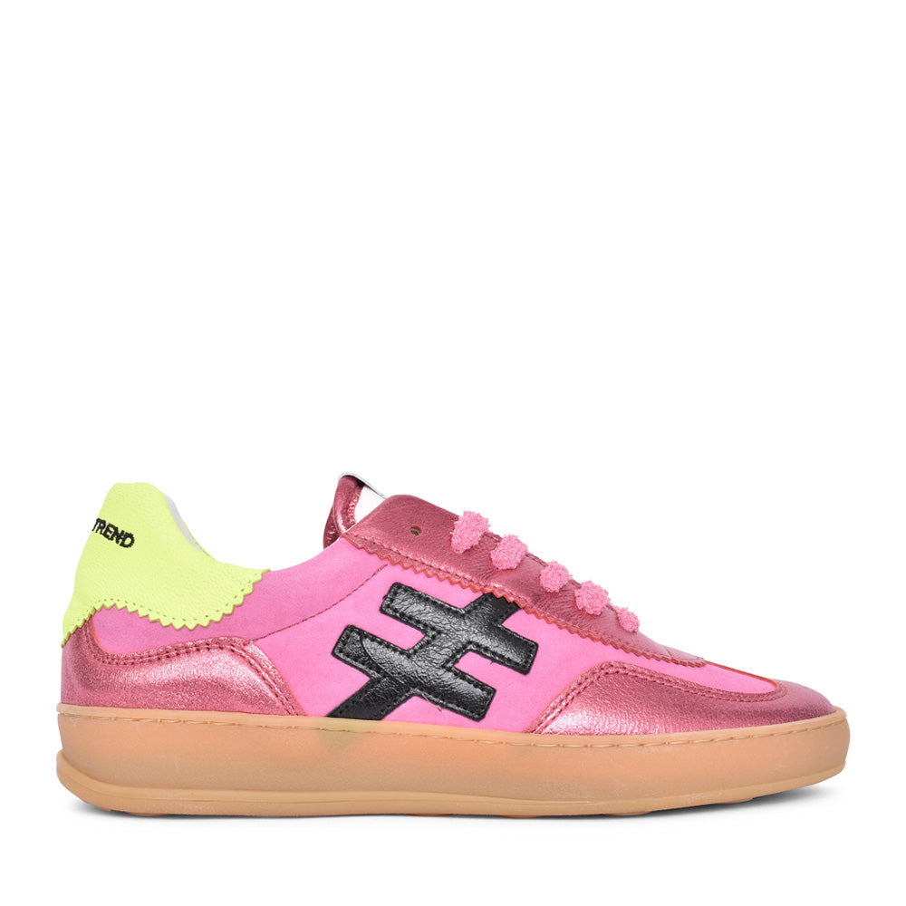 Ladies A032 Laced Trainer In Pink