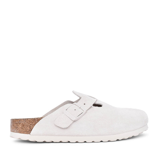 Ladies 1027693 Boston Suede Leather Clog In White