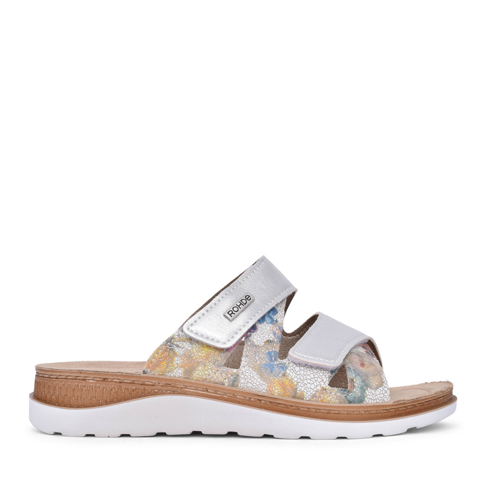 Ladies 1302 Velcro Mule Sandal In Off White