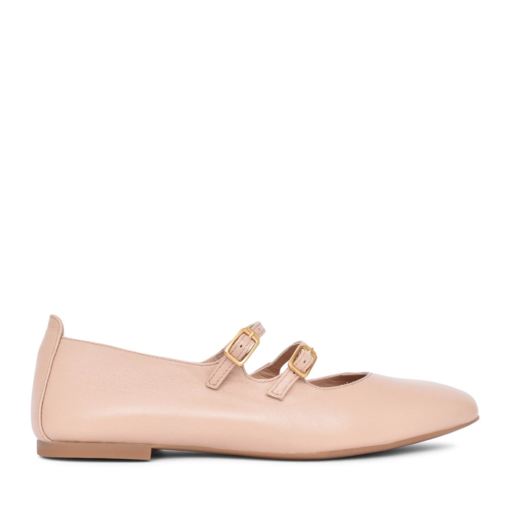 Ladies Berley Double Strap Shoe In Nude