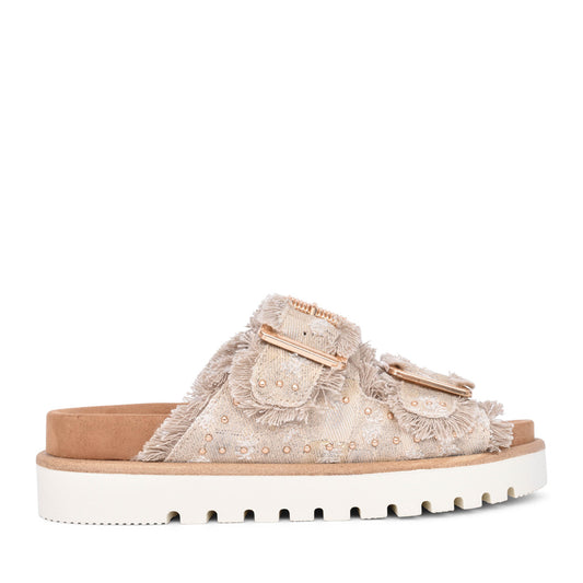 Ladies 1461708 Double Strap Mule In Beige
