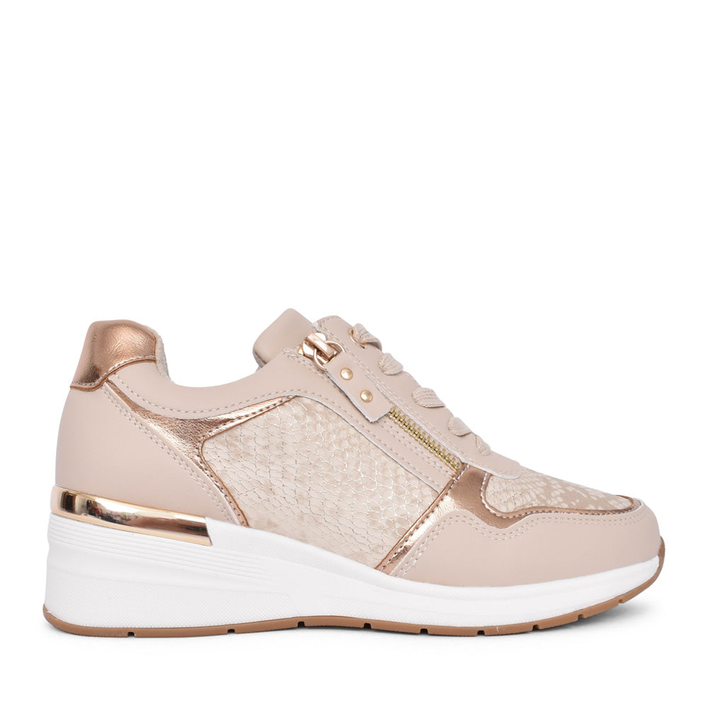Ladies 6g596w-v375 Laced Trainer In Beige
