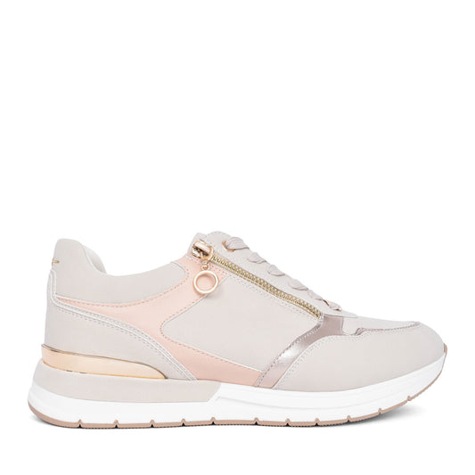 Ladies Fugate Laced Trainer In Beige