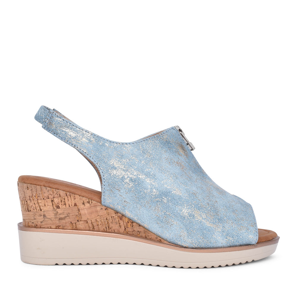 Ladies Bhairab Wedge Sandal In Aqua