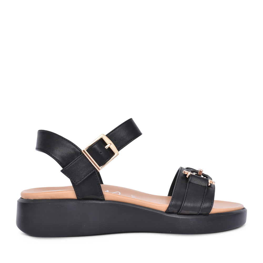 Ladies Yugaua Wedge Sandal In Black