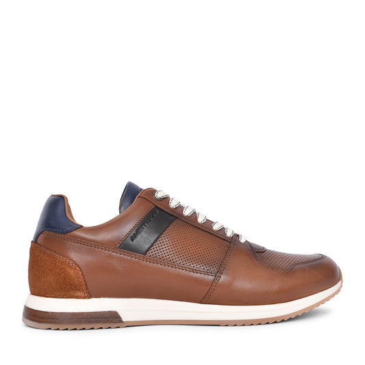 Mens Slow 11240 Laced Trainer In Cognac
