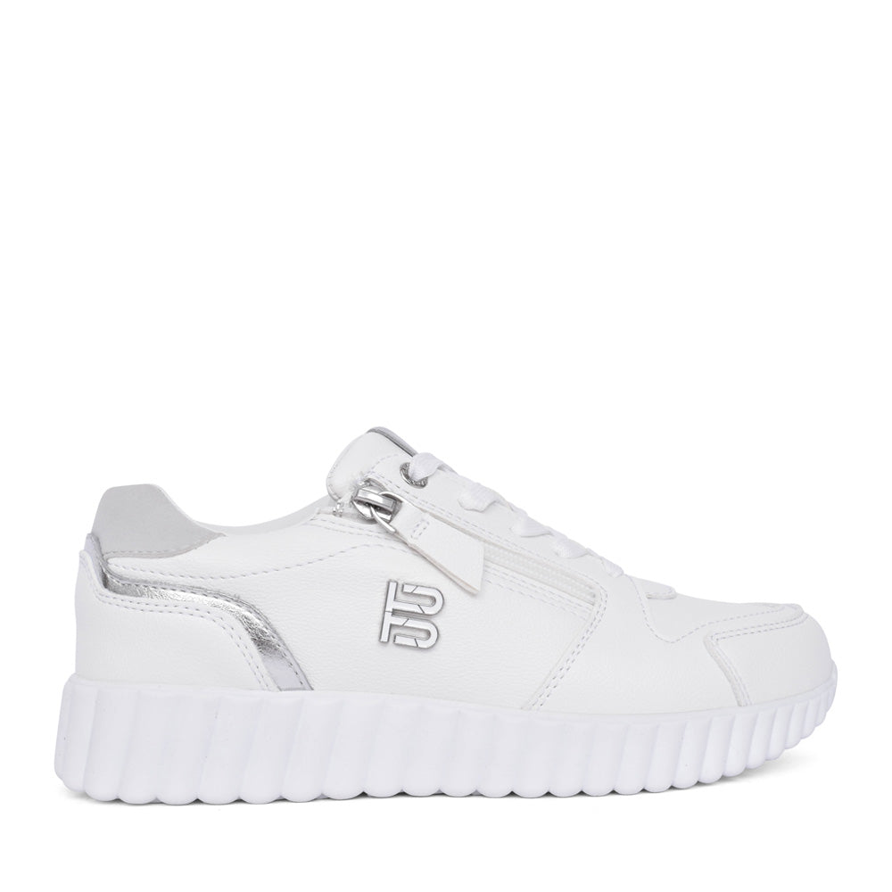Ladies Ai607 Laced Trainer In White