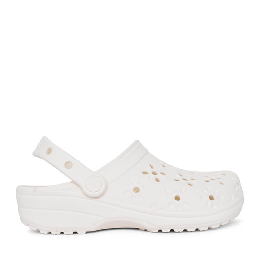 Ladies 210927 Classic Floral Cut Out Clog In Chalk