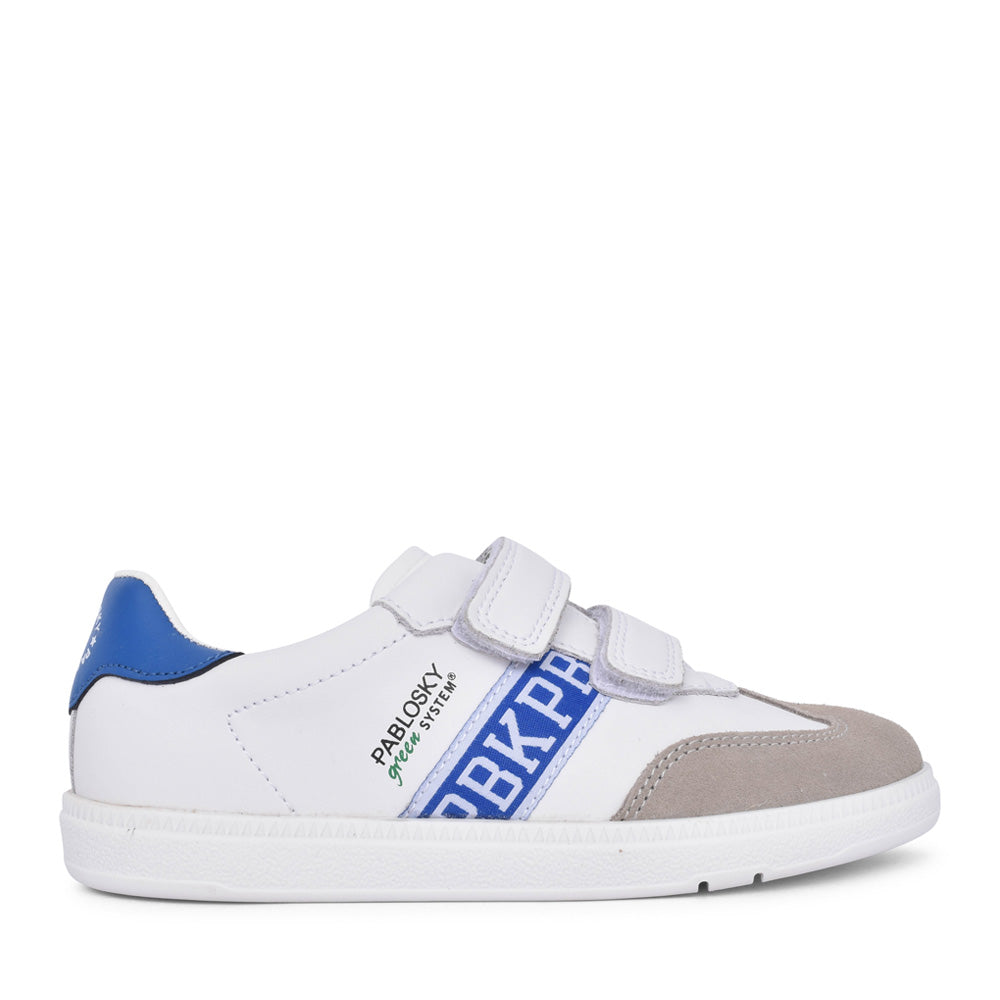 Boys 205703 Double Velcro Trainer In White Multi