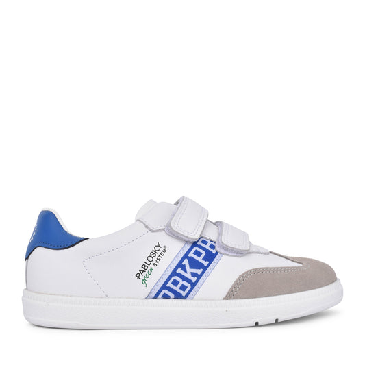 Boys 205703 Double Velcro Trainer In White Multi