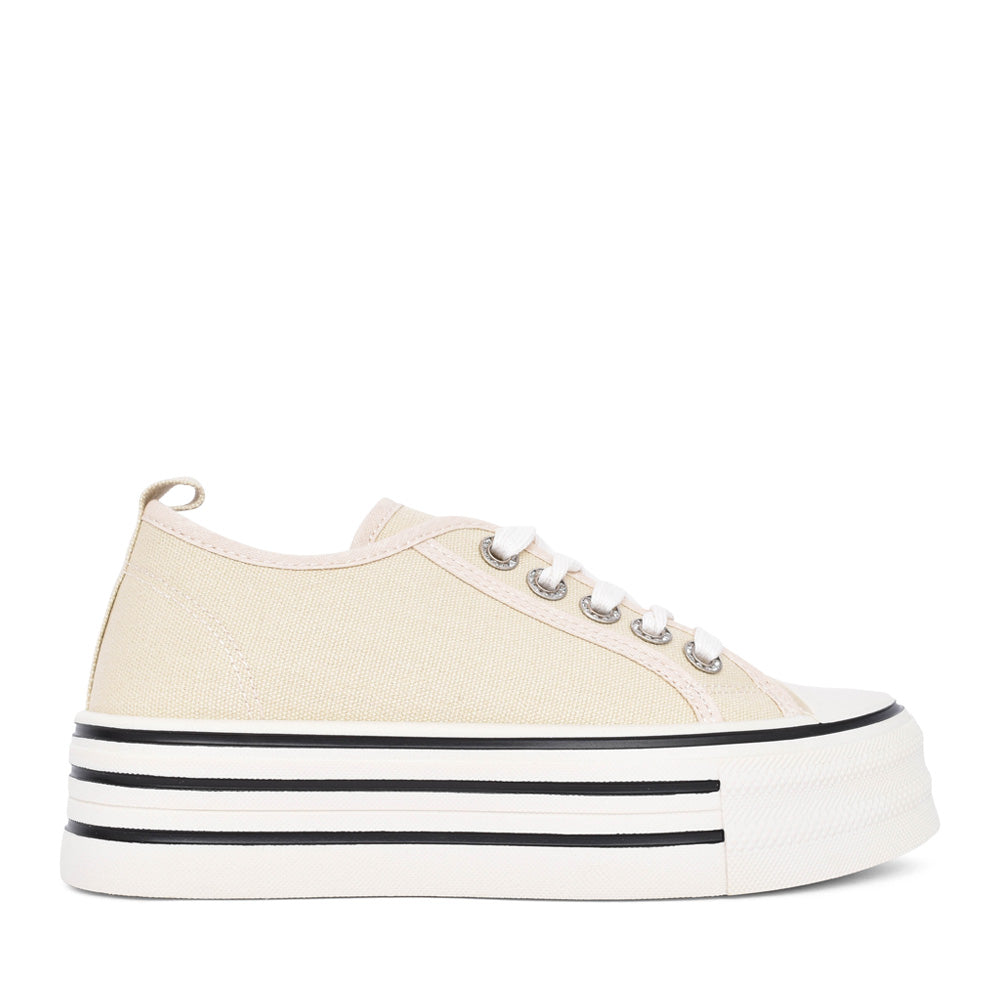 Ladies Montenegro Platform Trainer In Beige
