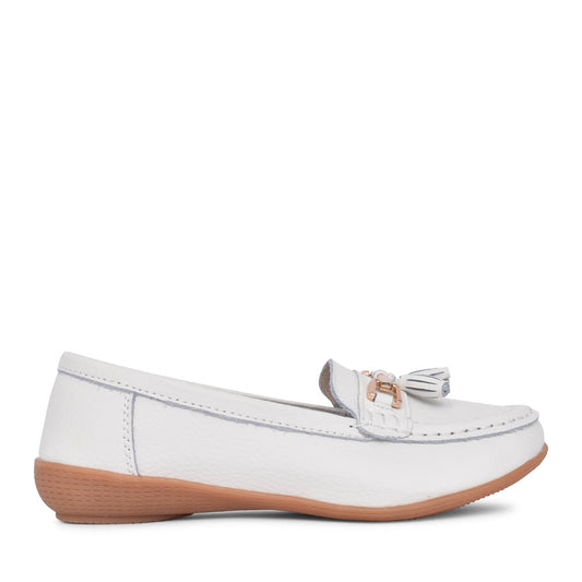Ladies Nautical Slip-on Shoe In White