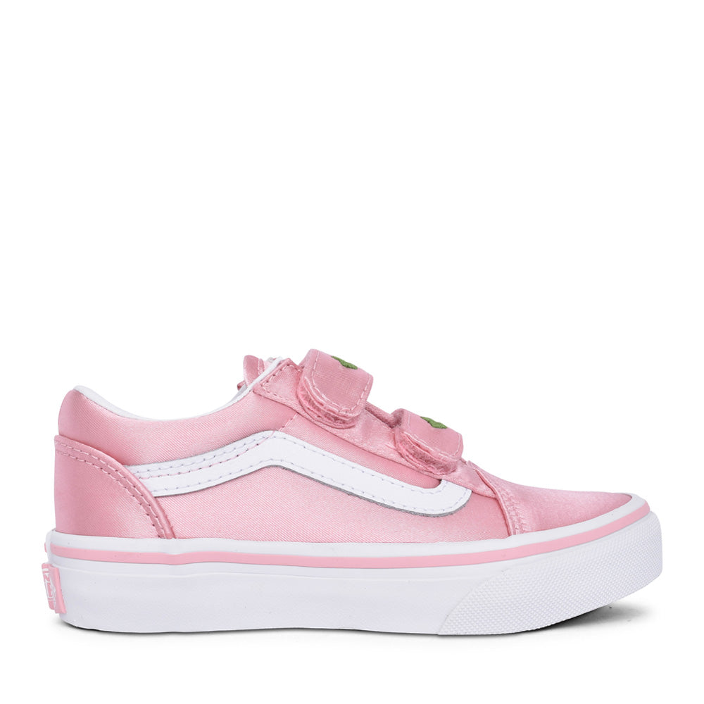 Girls Old Skool V Junior Velcro Shoe In Pink
