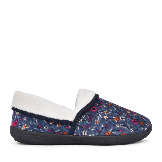 Ladies Mellow 460 Floral Fold Slipper In Denim