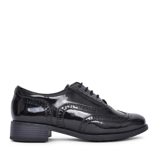 Ladies Havisham Oak E-fit Laced Brogue In Blk Patent