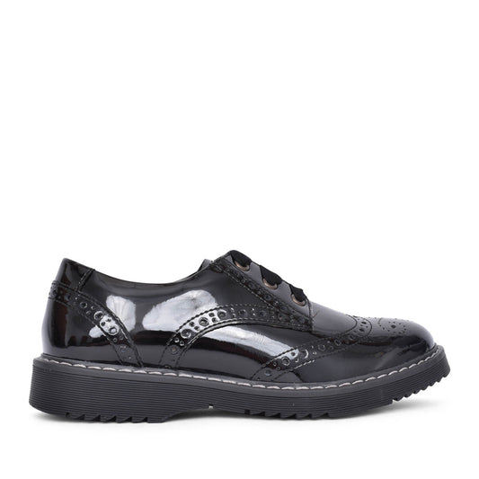 Girls Impulsive M-fit Laced Brogue In Blk Patent