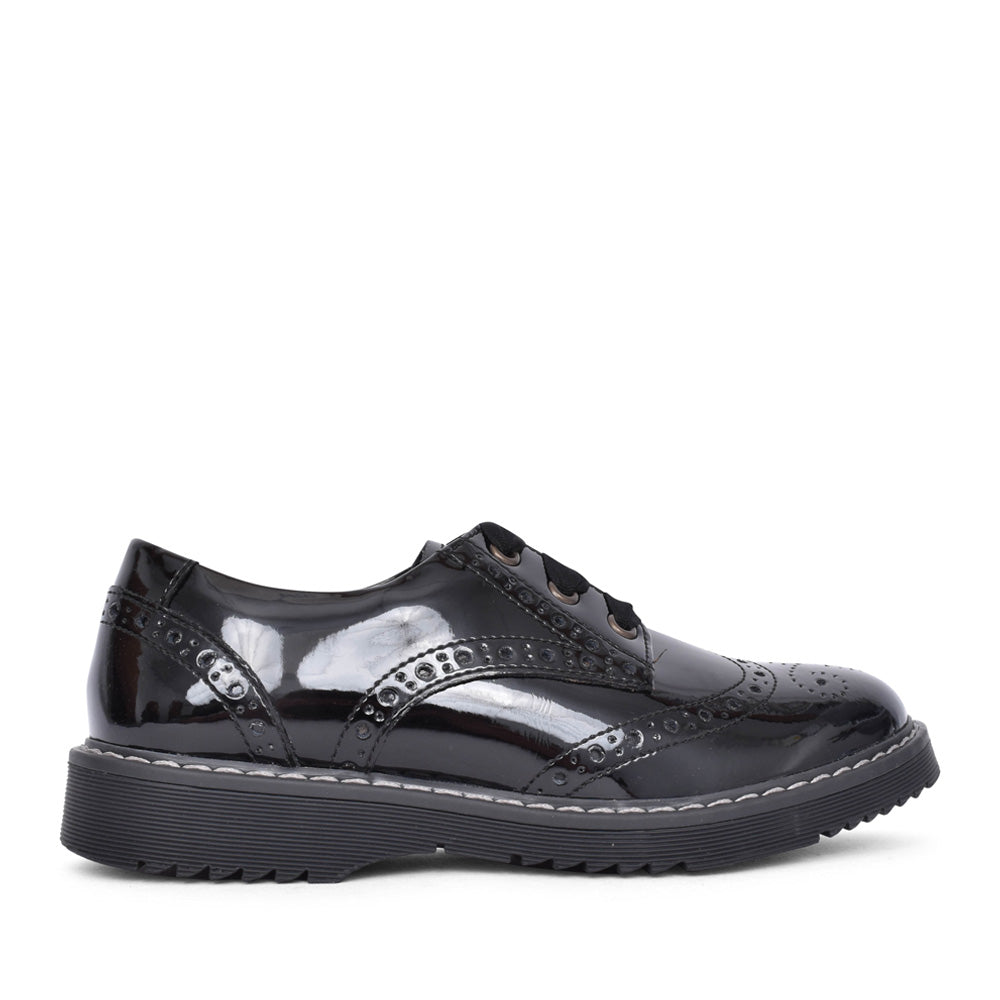 Girls Impulsive W-fit Laced Brogue In Blk Patent