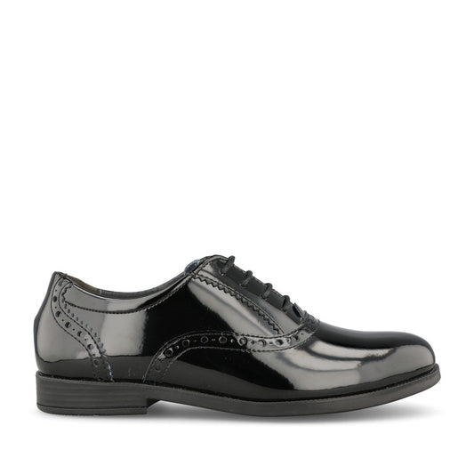 Girls Hermione Black Patent Laced Brogue In Kids G Fit