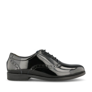 Girls Hermione Black Patent Laced Brogue In Kids F Fit