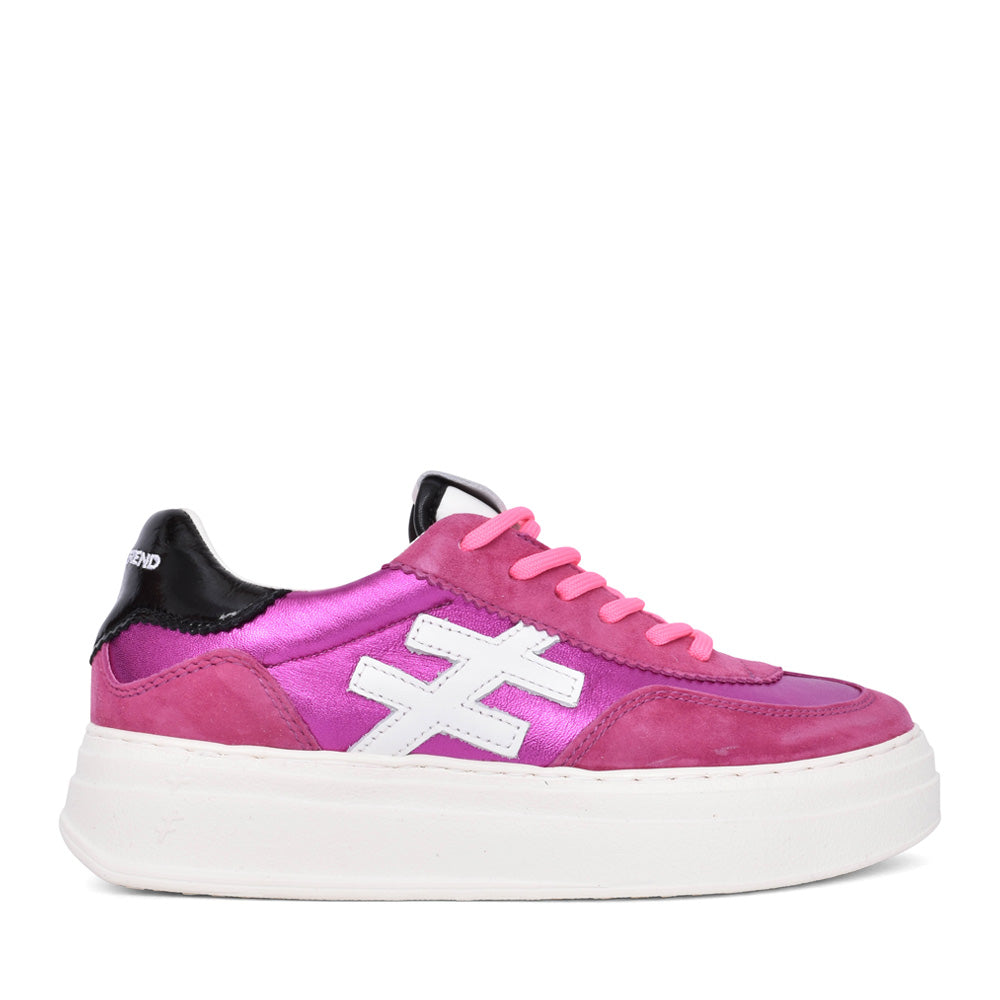 Ladies A035 M324 Laced Trainer In Fuchsia