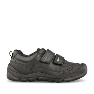 Boys Trooper Black Leather Velcro Shoe In Kids G Fit