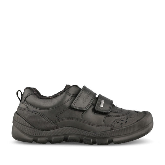 Boys Trooper Black Leather Velcro Shoe In Kids G Fit