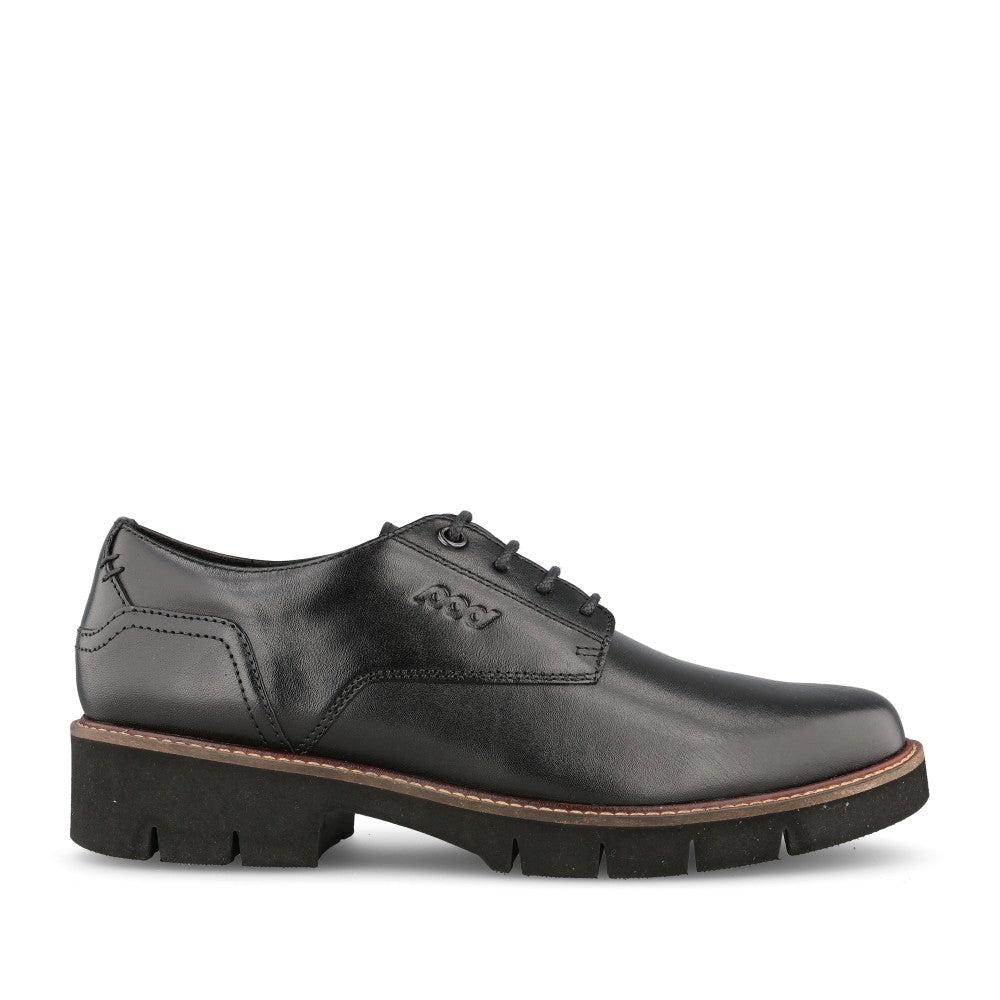 Girls Kinsley Laced Shoe In Blk Leather